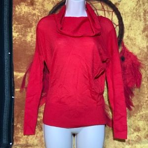 Ann Taylor LOFT-red acrylic blend long sleeve lightweight turtleneck sweater